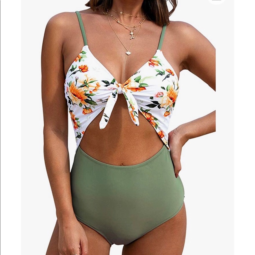 Floral one piece bathing suit